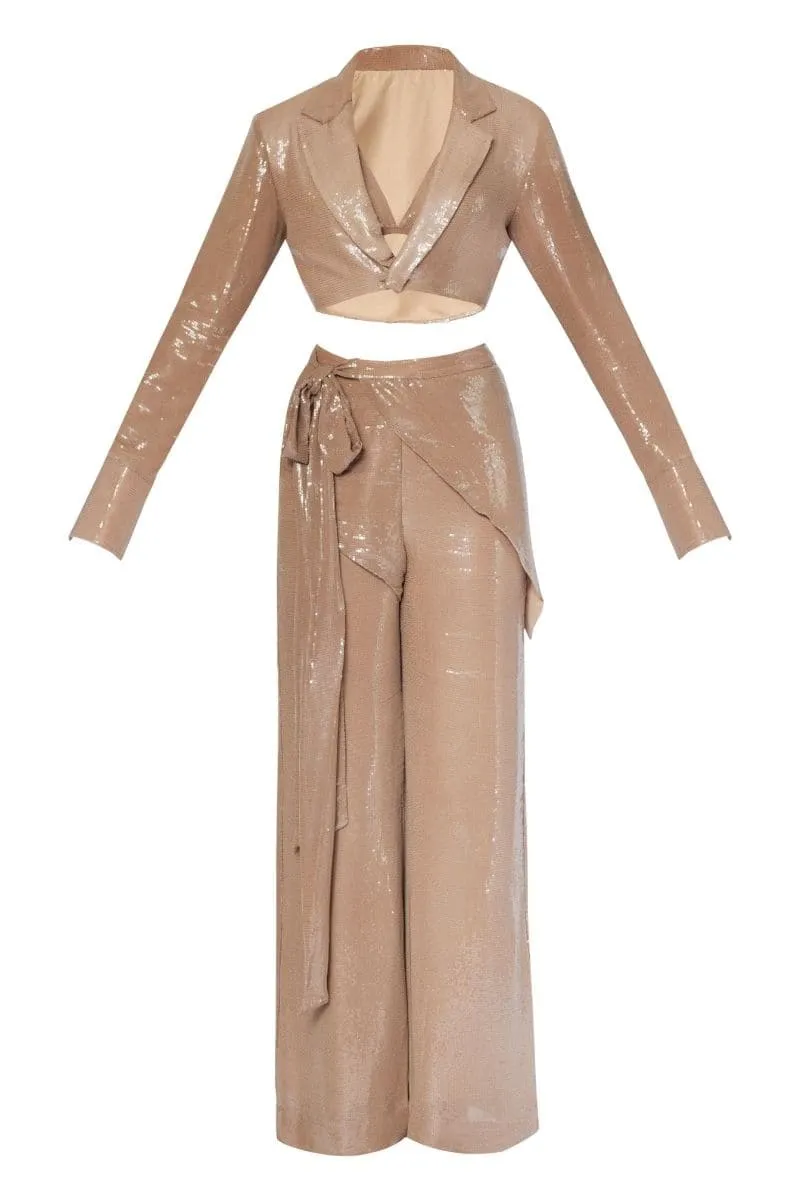 ALLY BEIGE THREE PIECE SUIT SET