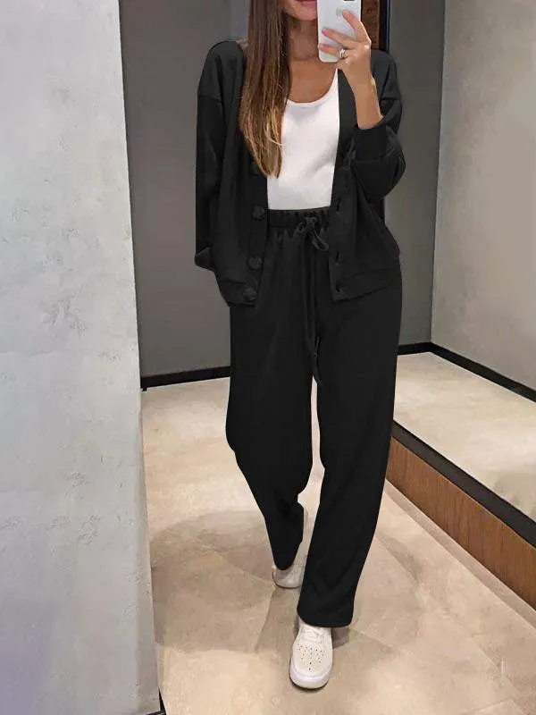 Autumn Casual Comfortable Jacket Cardigan Sport Pants Sets