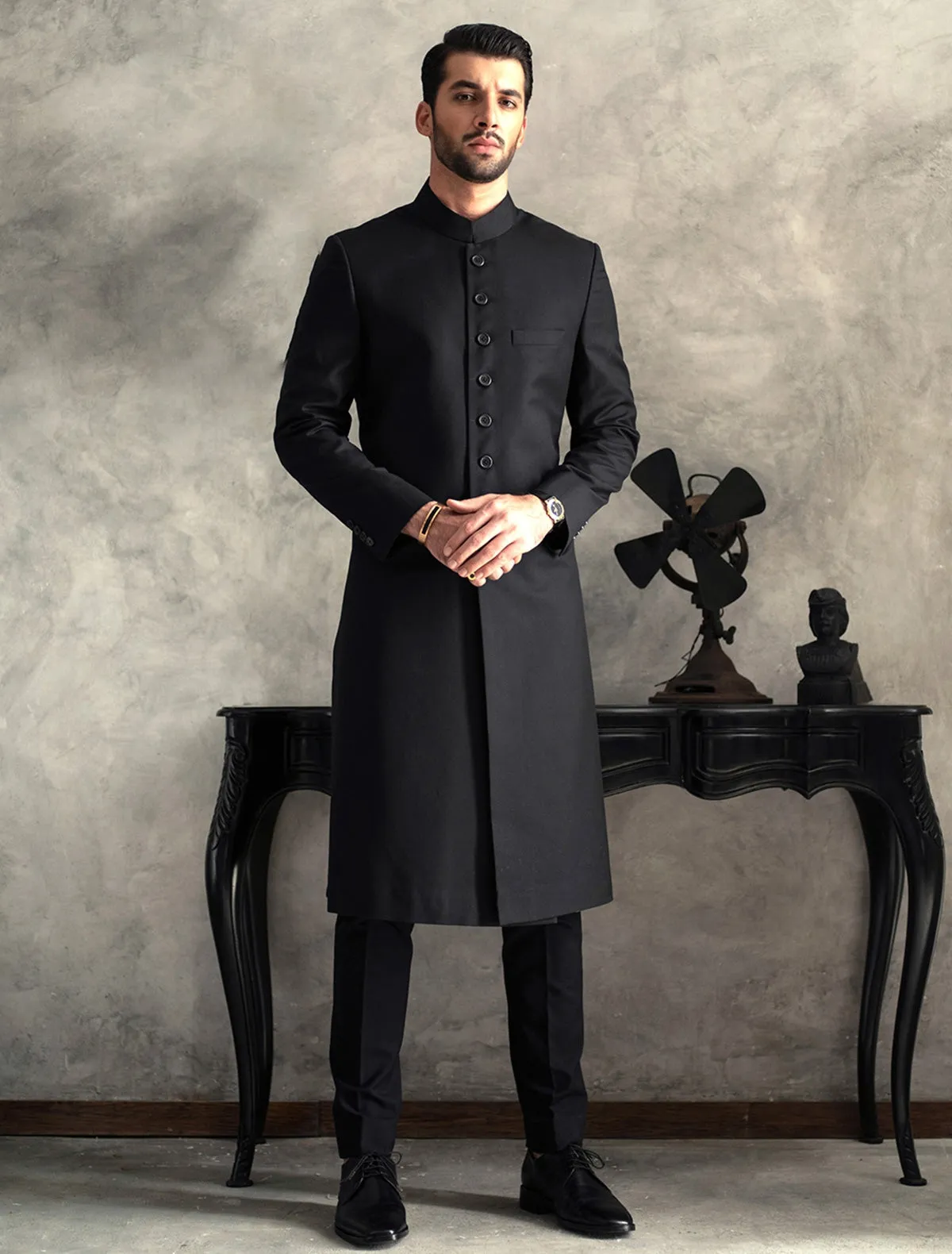 BLACK CLASSIC SHERWANI