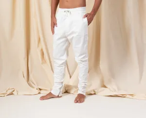 Bohemian White Cotton Zipper Pants