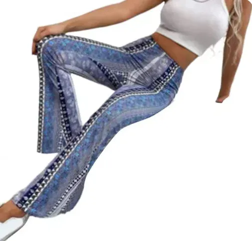 Boho Flare Print Pants for Women