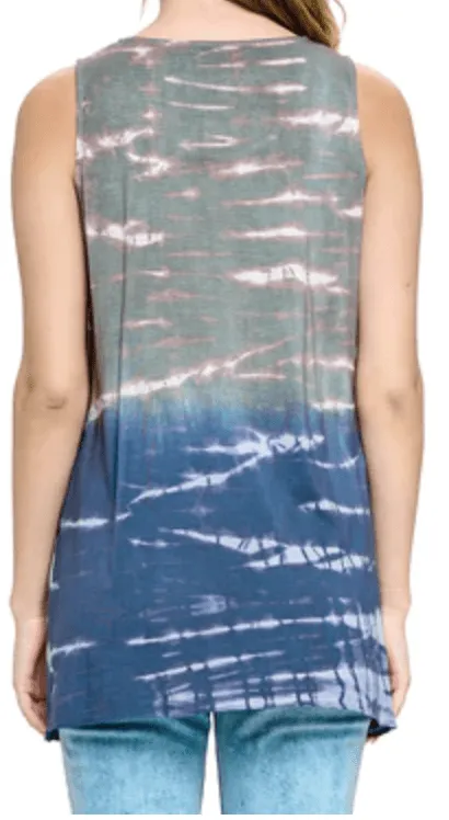 Boho Tie-Dye Ruffle Sleeveless Top