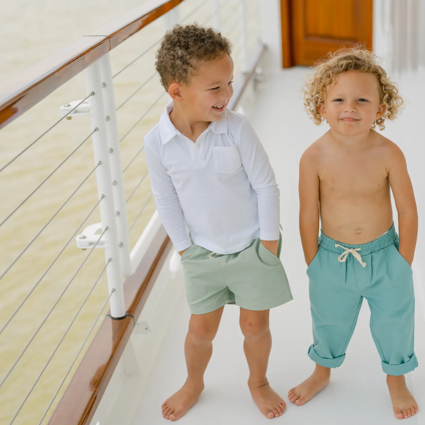 Boys Sea Blue Canvas Pant