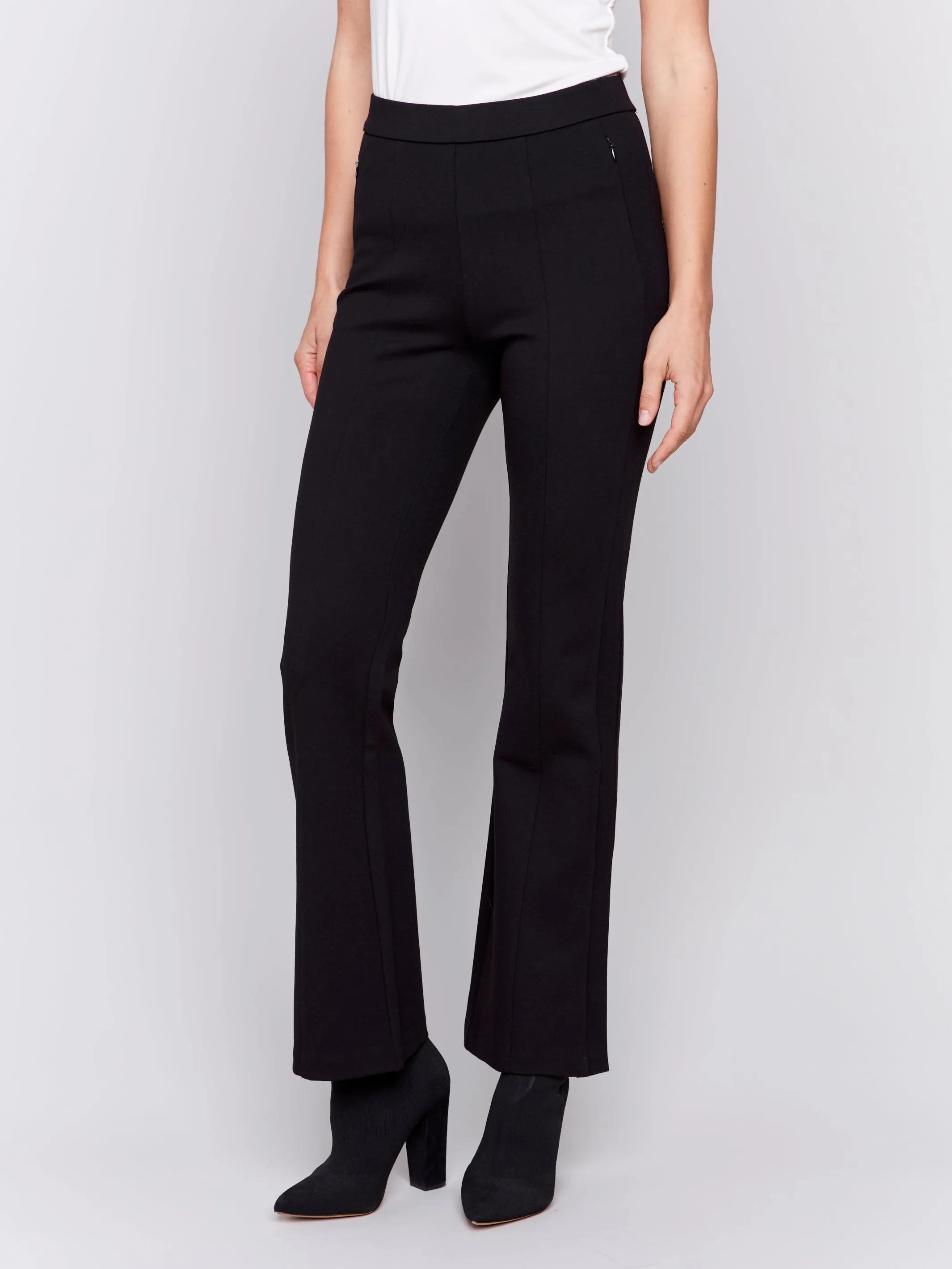 Charlie B Flare Ponte Pants with Side Slits