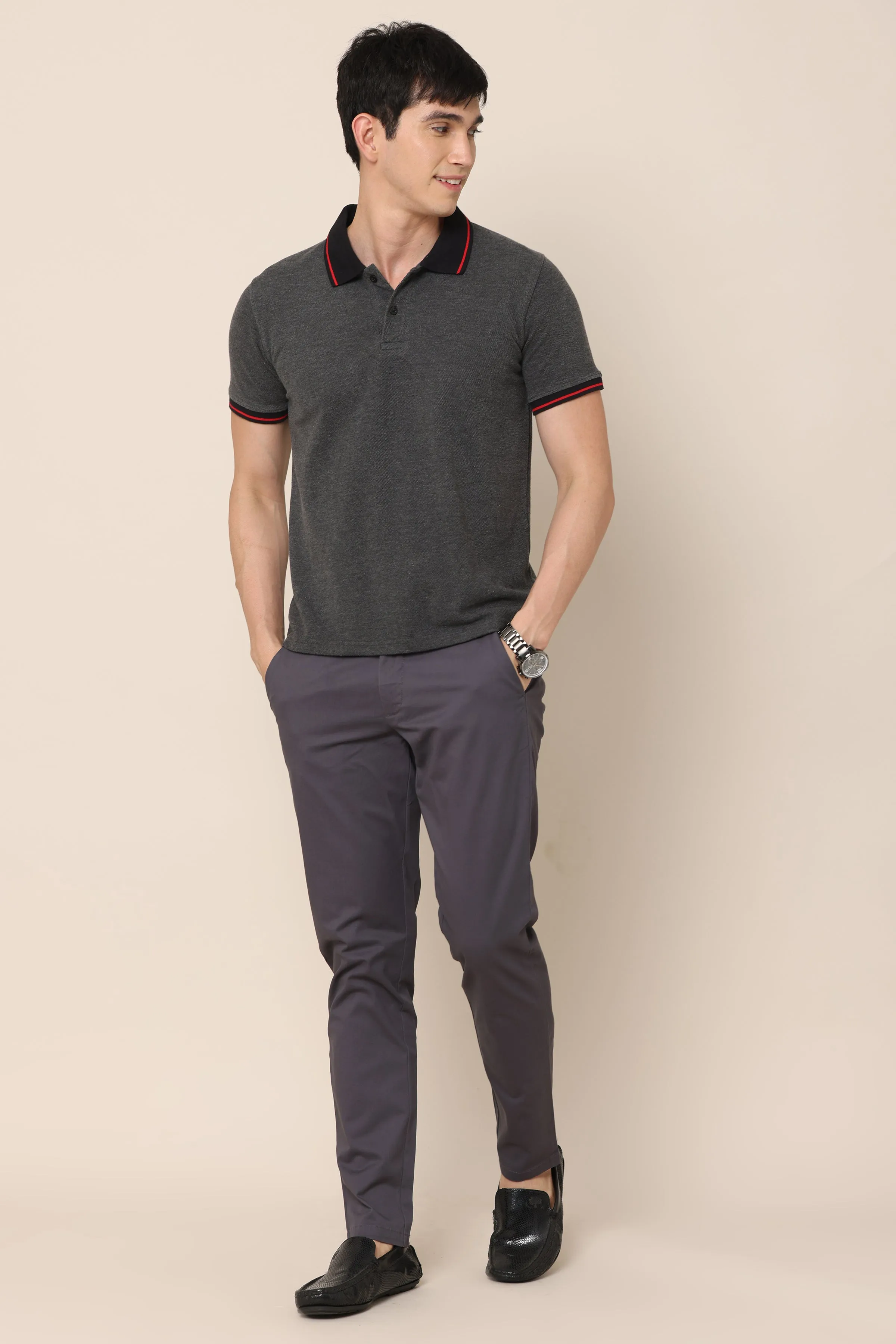 Classic Charcoal Cotton Trousers