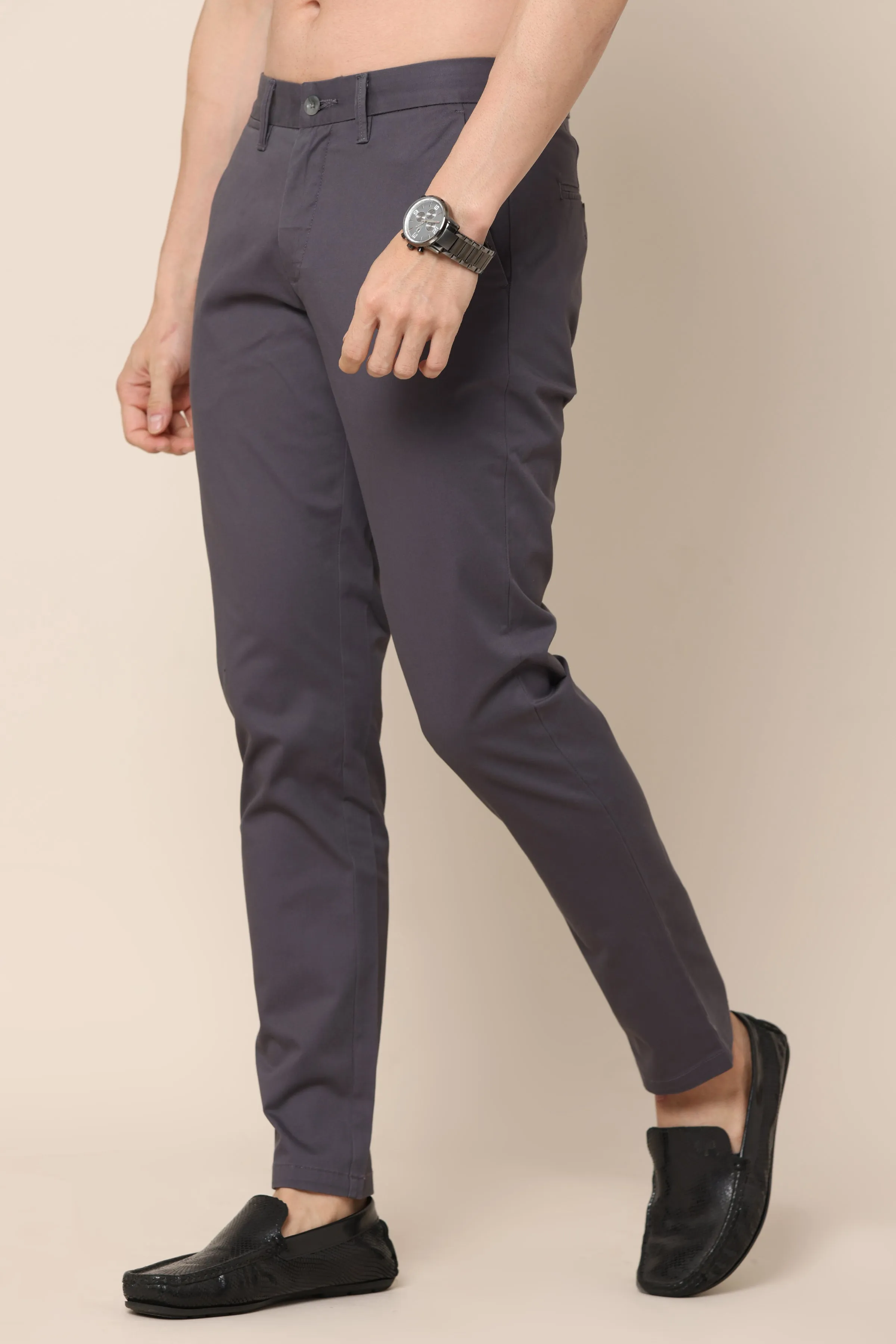 Classic Charcoal Cotton Trousers