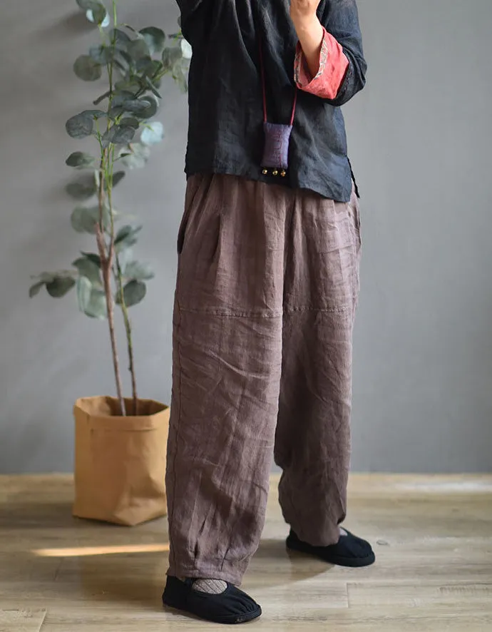 Comfortable Elastic Waist Leisure Linen Harem Pants