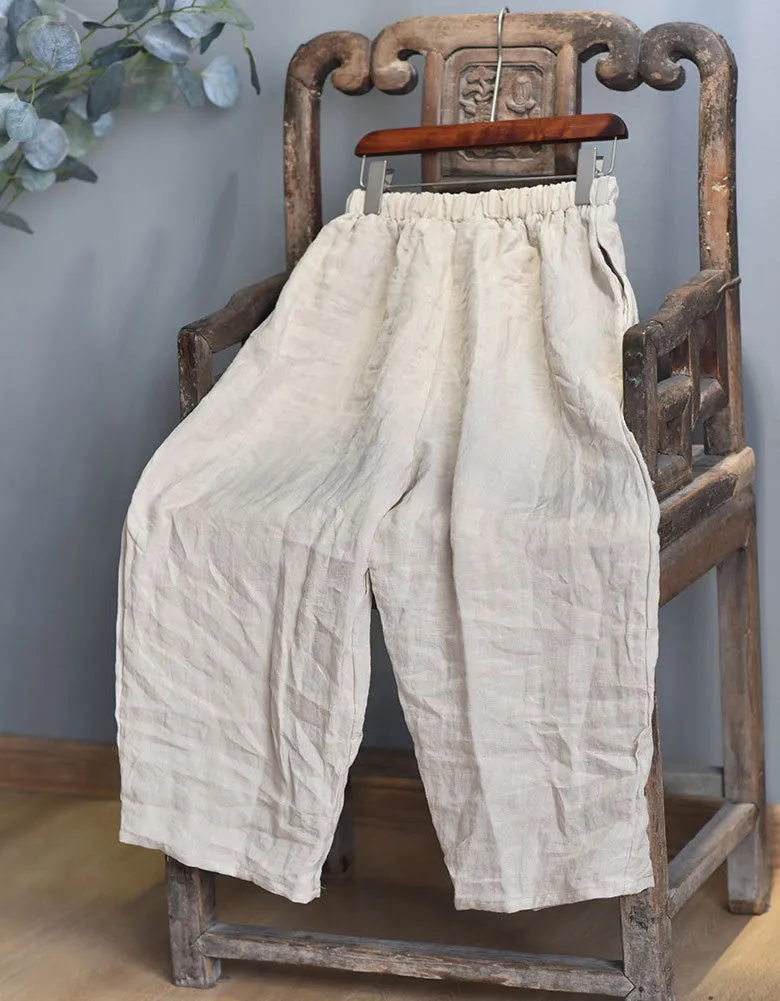 Comfortable Elastic Waist Leisure Linen Harem Pants