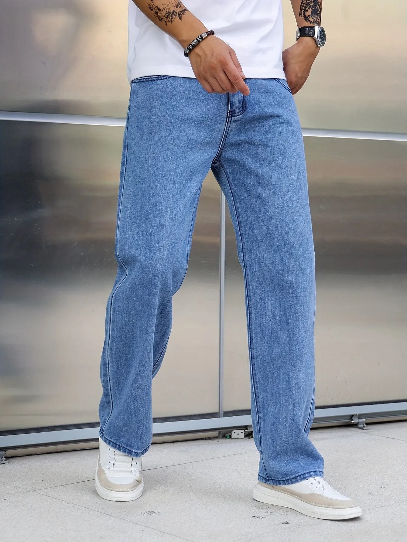 Comfortable Wide Leg Cotton Blend Pants for Men - Soft, Breathable, and Stylish for All Seasons - Casual Denim Pants for Everyday Wear