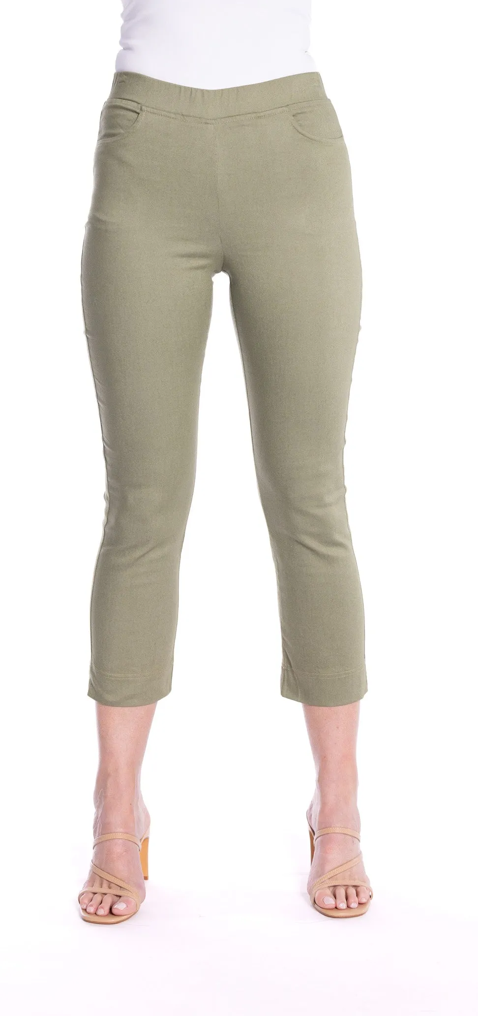 Cropped Skinny Leg Pants by Cafe Latte - Khaki