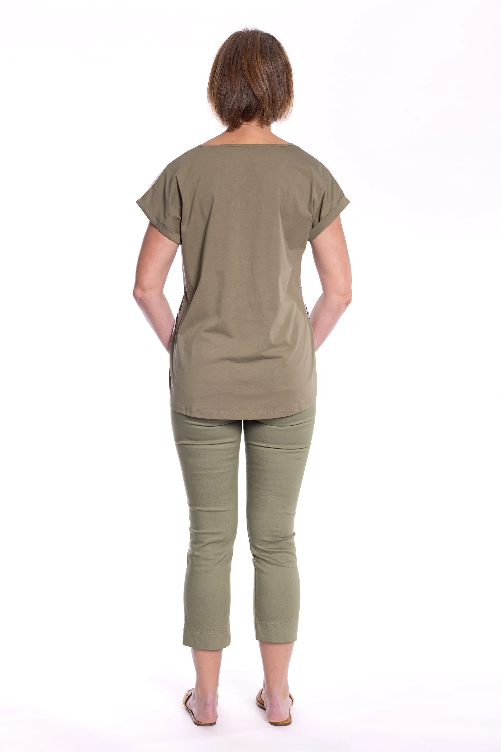 Cropped Skinny Leg Pants by Cafe Latte - Khaki