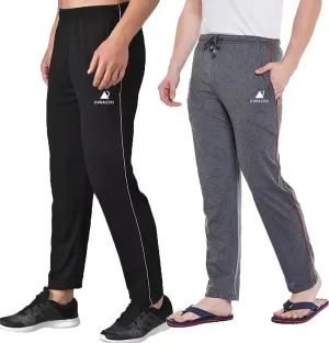 Diwazzo Solid Men Grey, Black Track Pants(pack of 2)