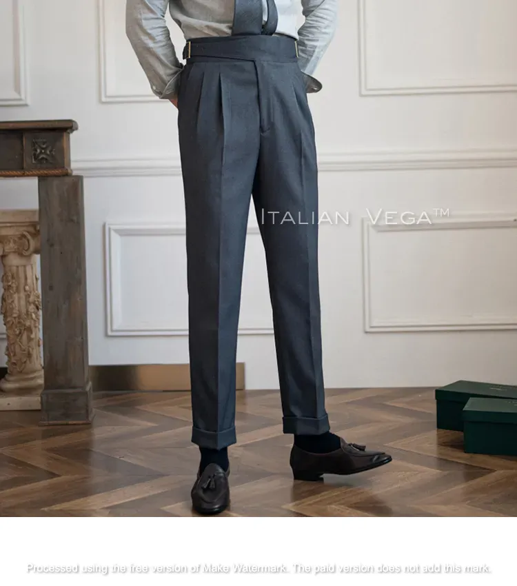 Elephant Grey Classic Buckle Formal Gurkha Pants by ITALIAN VEGA®