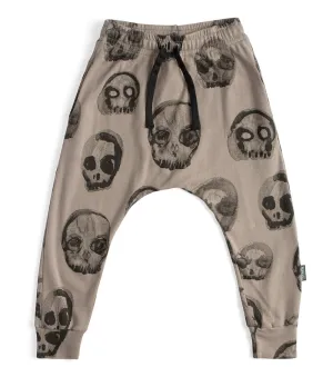 Faded Skull Baggy Pants in Stone