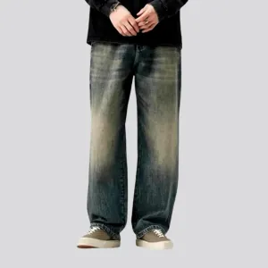 Fashionable baggy fit men's jeans