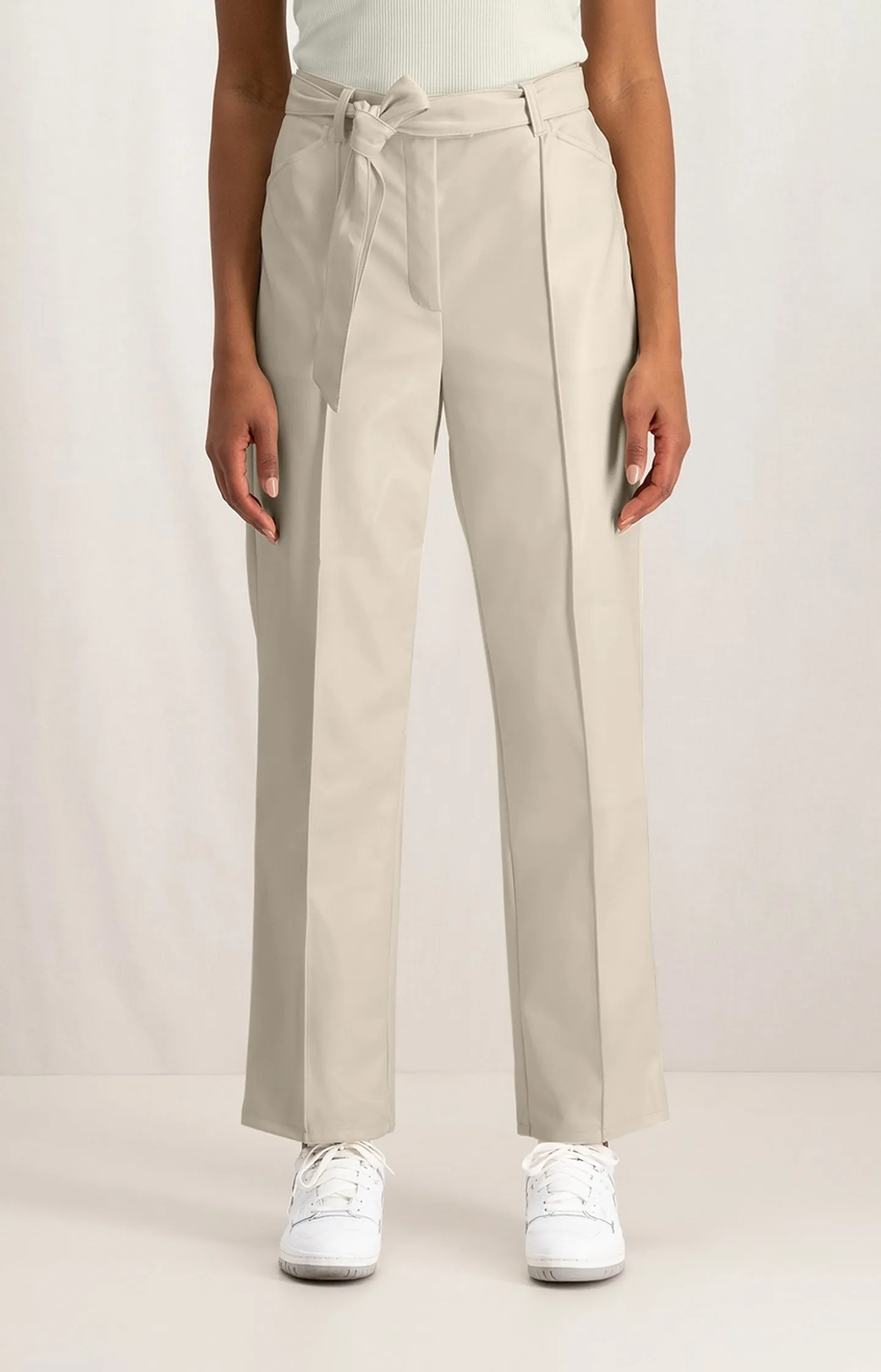 Faux leather trousers with straight leg and pockets