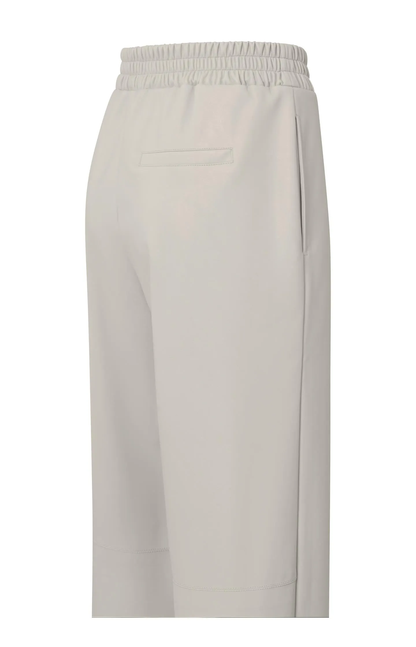 Faux leather wide leg trousers with elastic waist and pocket