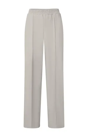 Faux leather wide leg trousers with elastic waist and pocket