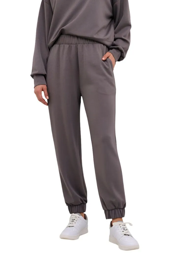 GREY ELASTIC WAIST CASUAL JOGGER PANT