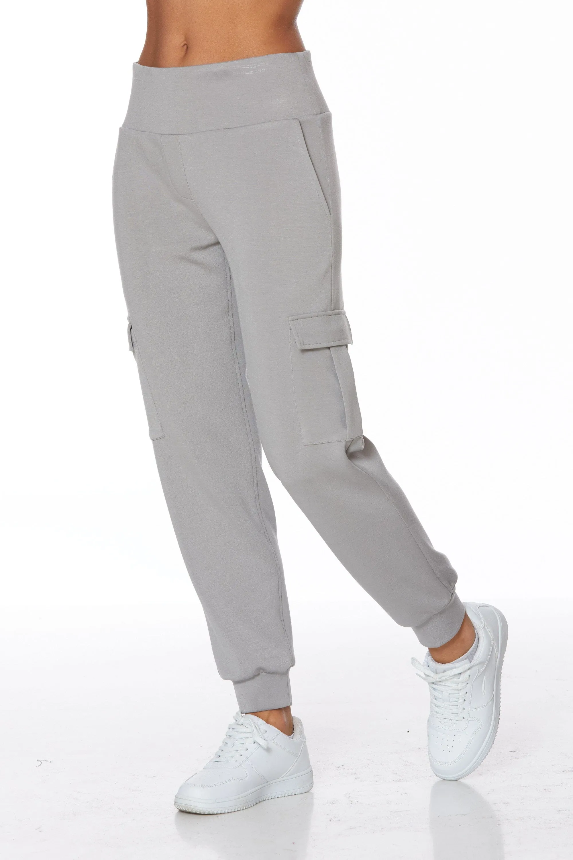 GREY ELASTIC WAIST MODAL CARGO JOGGER