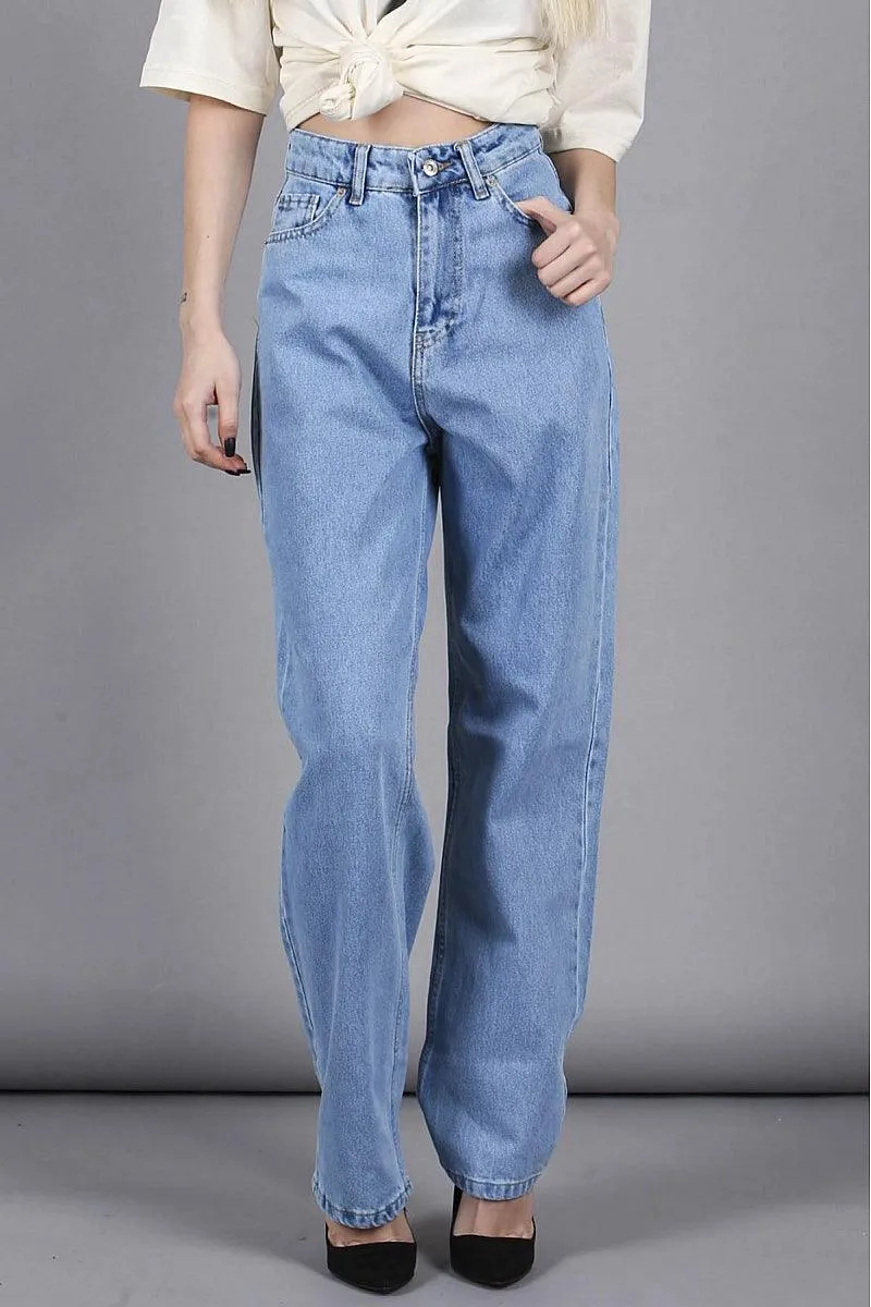 High Waist Palazzo Blue Jeans for Girls