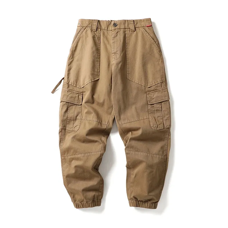 Japanese Streetwear Casual Cargo Pants - Khaki Jogging Pants - High Quality Joggers