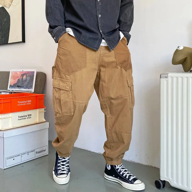 Japanese Streetwear Casual Cargo Pants - Khaki Jogging Pants - High Quality Joggers