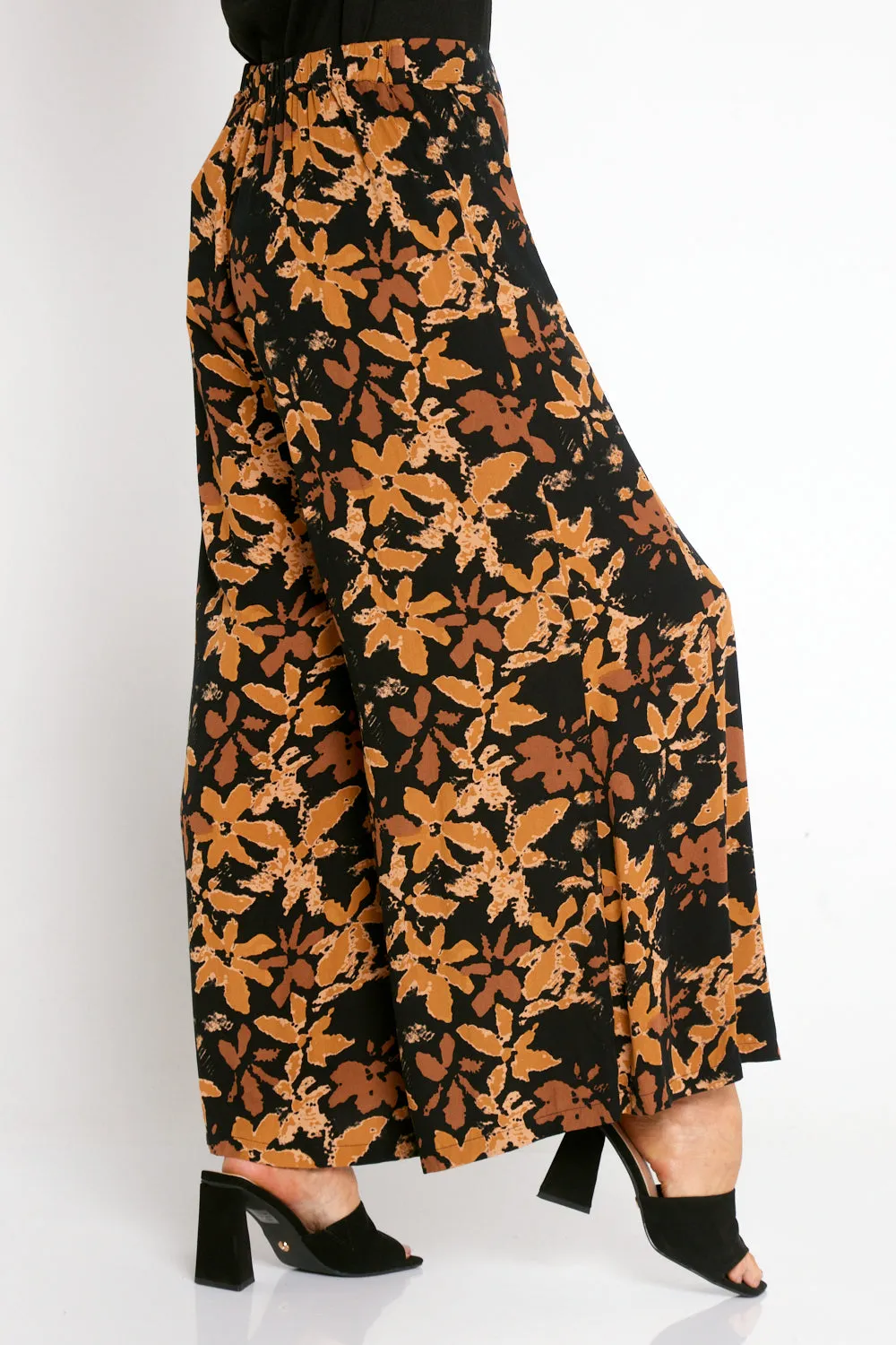 Jarah Wide Leg Pants - Floral Toffee