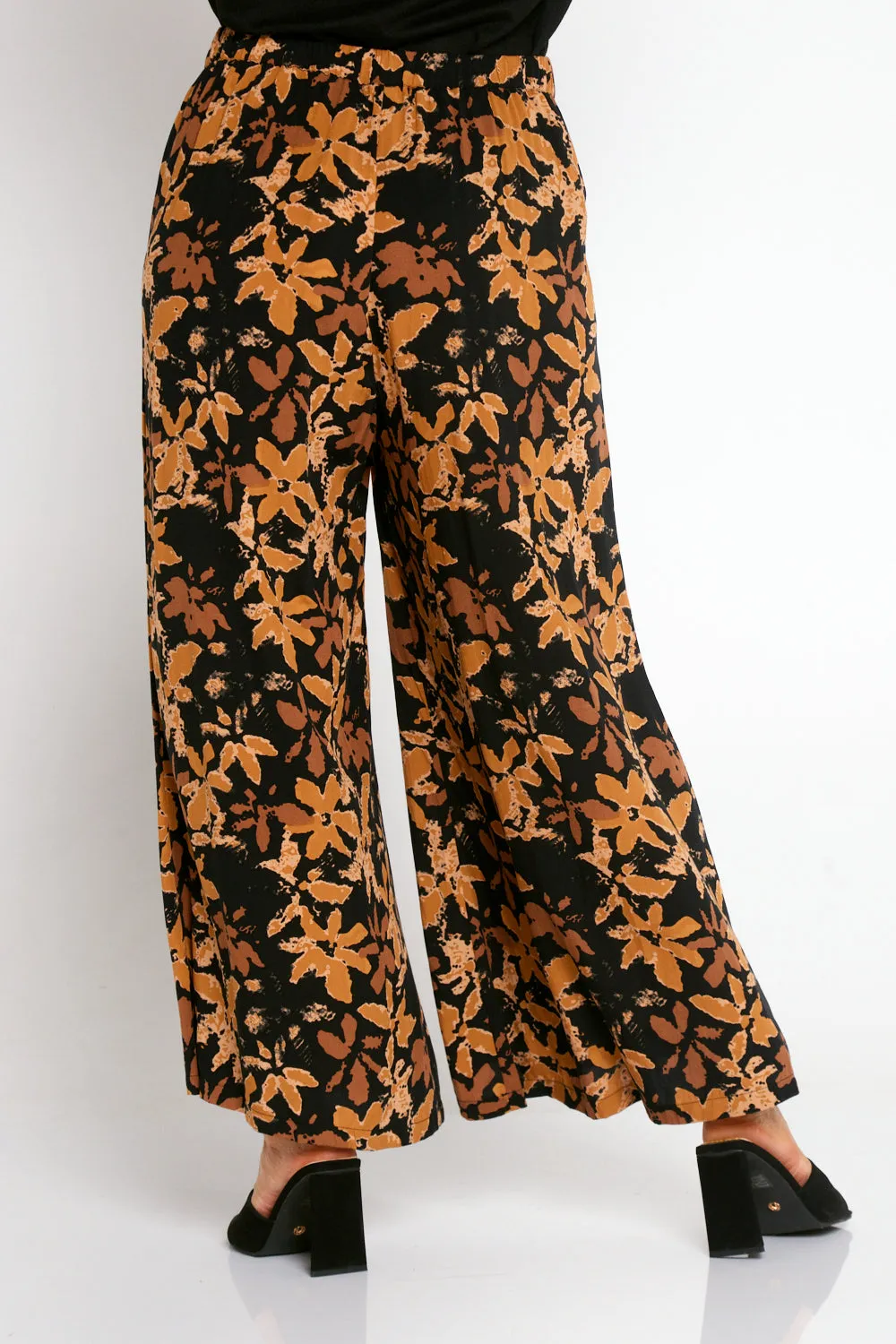 Jarah Wide Leg Pants - Floral Toffee