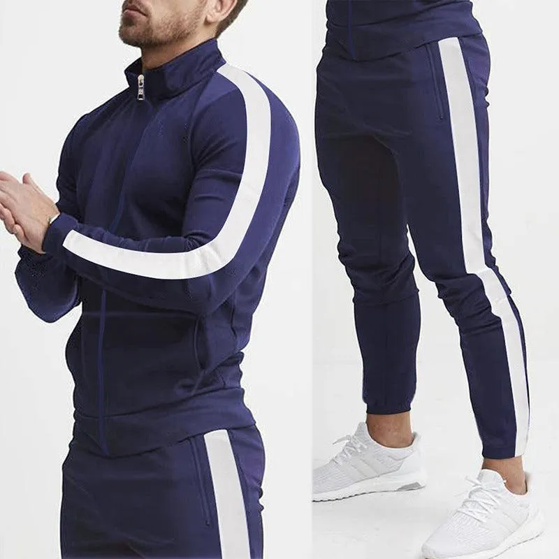 Men's Fashion Personalized Color Matching Hooded Sports Suit