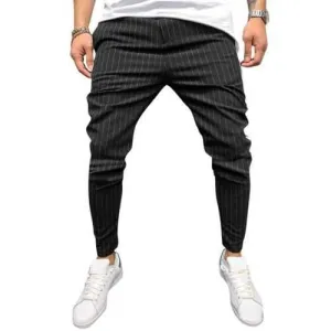 Mens Fashion Stripe Lightweight Casual Pants