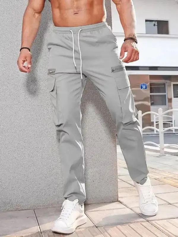 Men’s new fashionable casual sports zipper decorative overalls