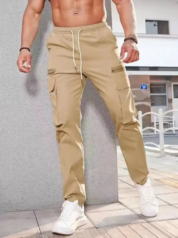 Men’s new fashionable casual sports zipper decorative overalls