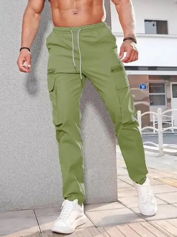 Men’s new fashionable casual sports zipper decorative overalls