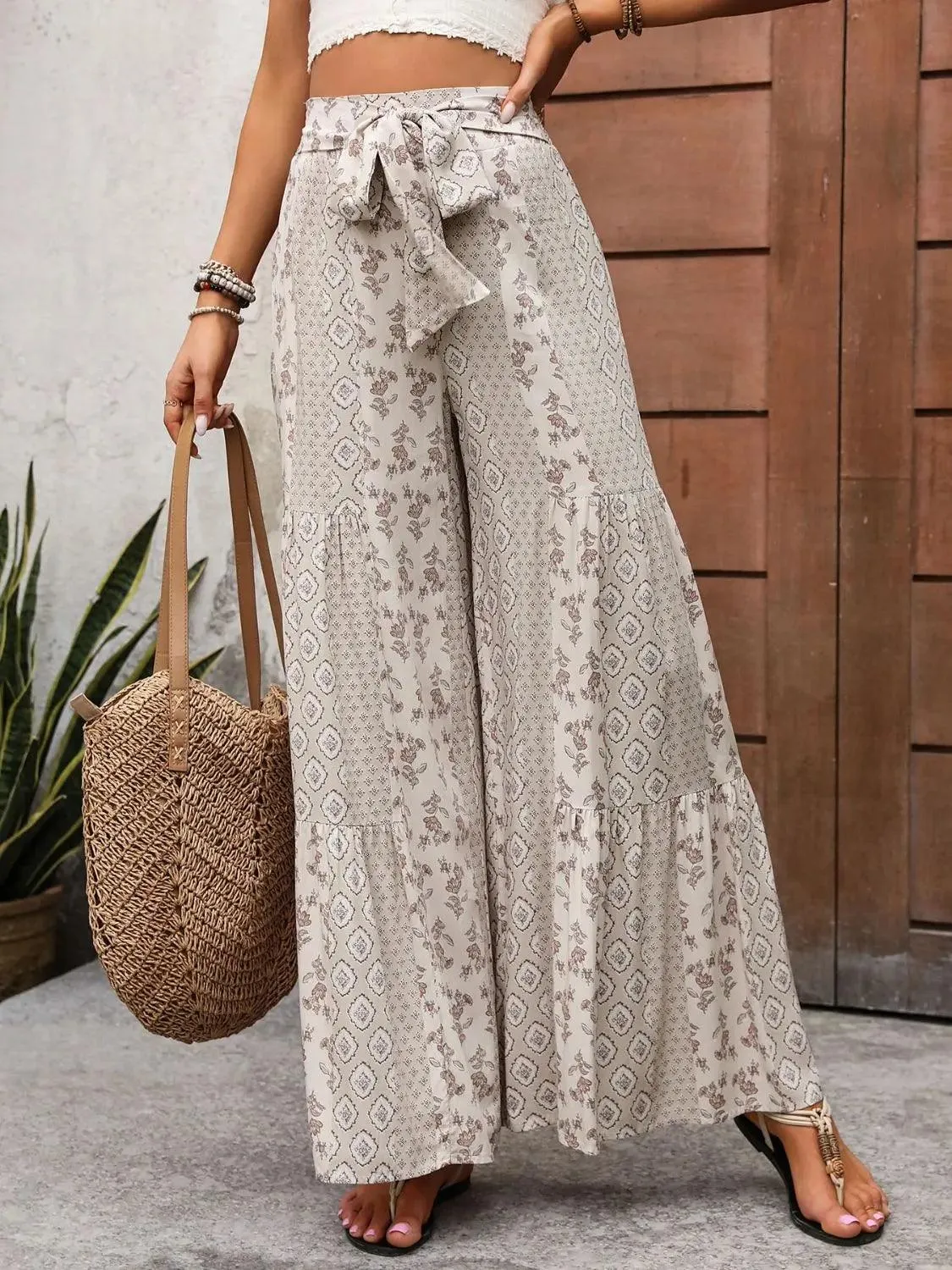 Perfee Printed Wide Leg Pants  Bold Comfortable Relaxed-Fit Statement Style