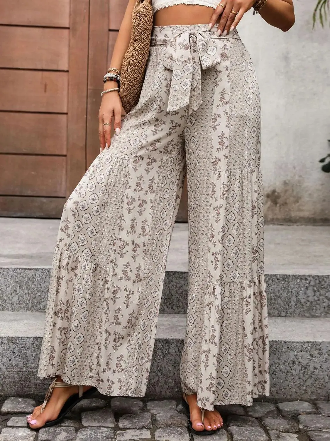 Perfee Printed Wide Leg Pants  Bold Comfortable Relaxed-Fit Statement Style