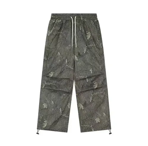 Pink Branch Leaves Camouflage Harem Pants - Men's Street Wear Tactical Sweatpants