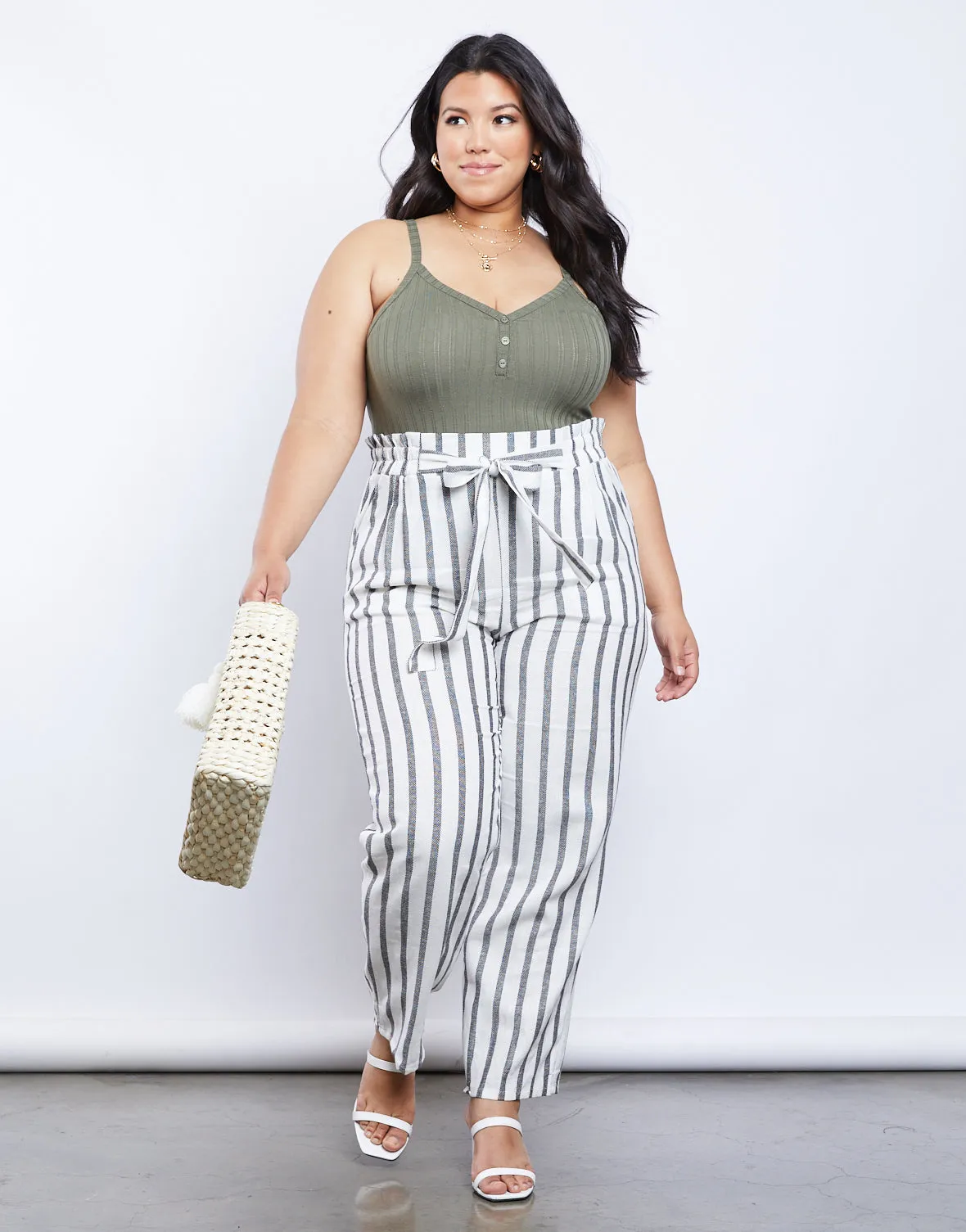 Plus Size Lacy Paper Bag Pants