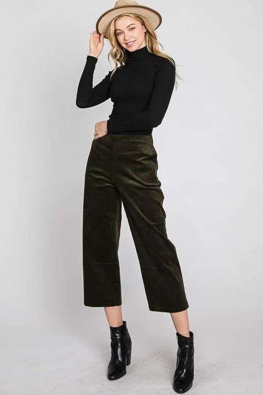 Plus Size Velvet Capri Pants