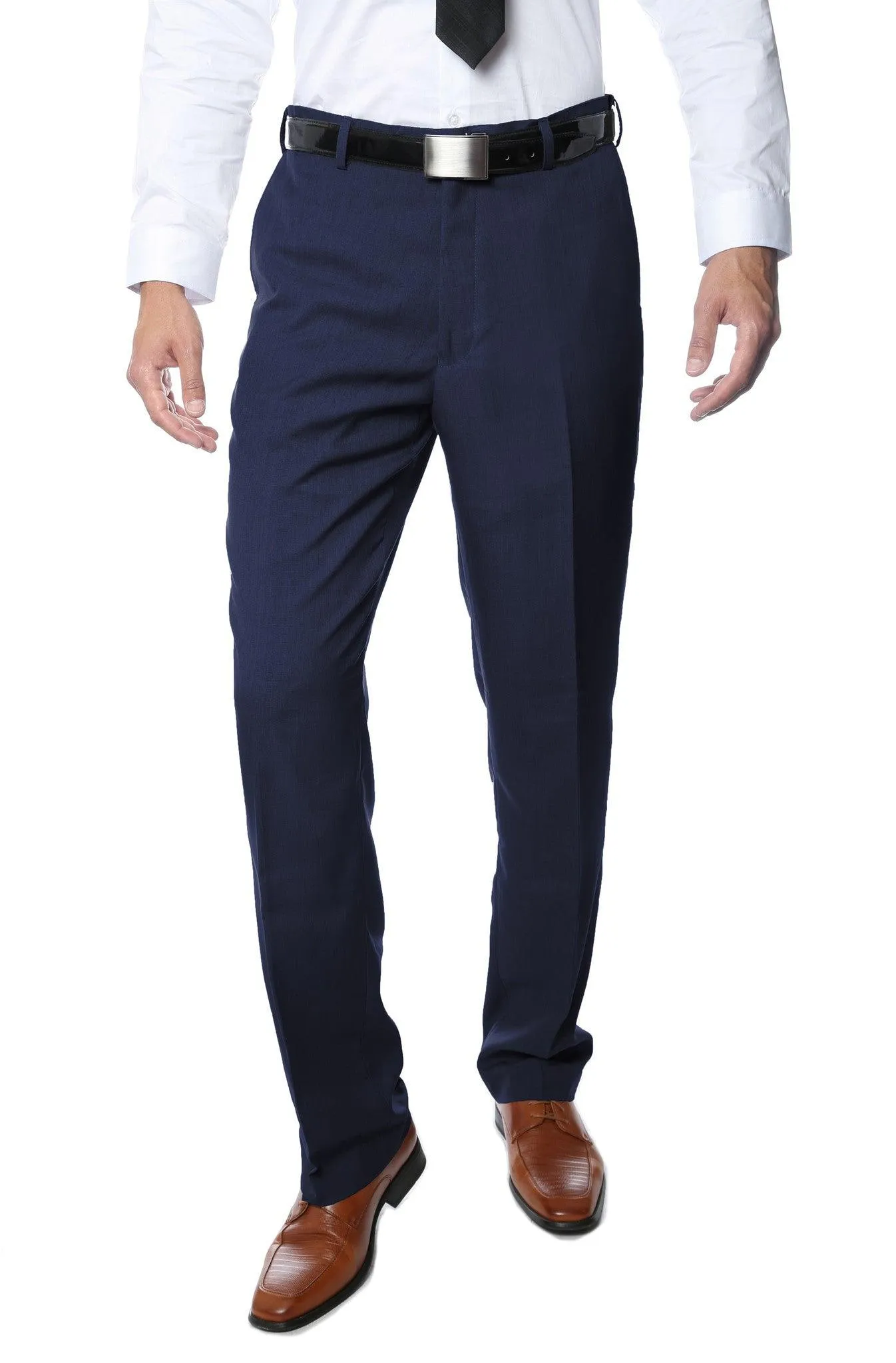 Premium Navy Regular Fit Suspender Ready Formal & Business Pants