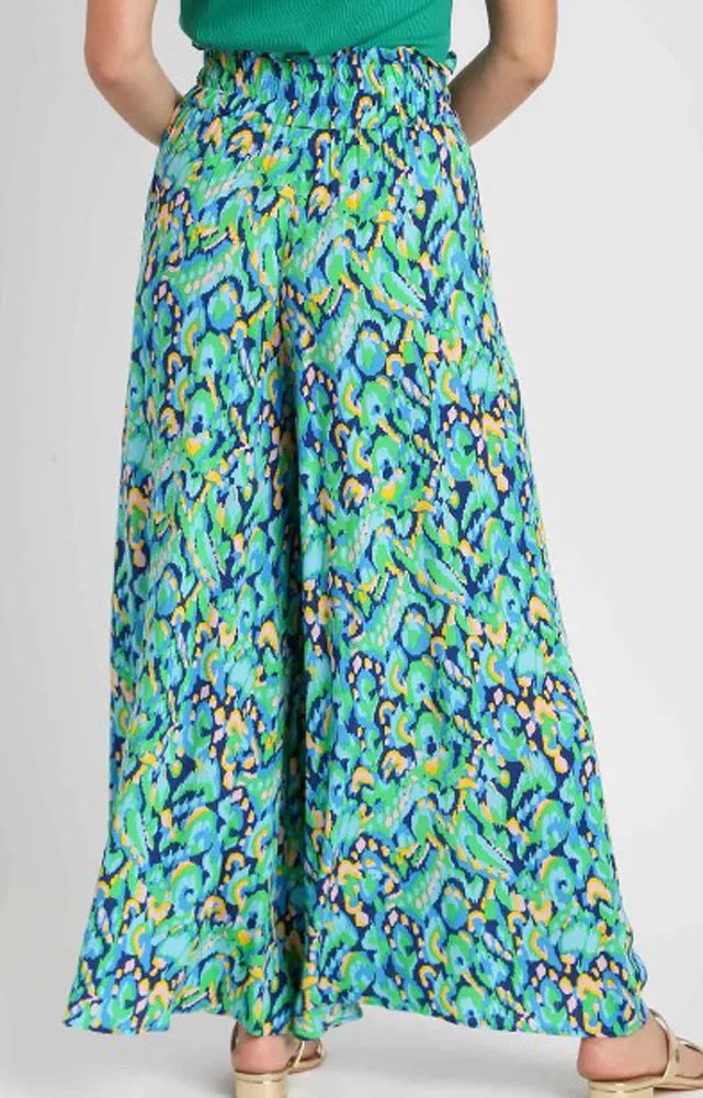 Printed Wide Leg Pant in Mint Blue Mix by Umgee