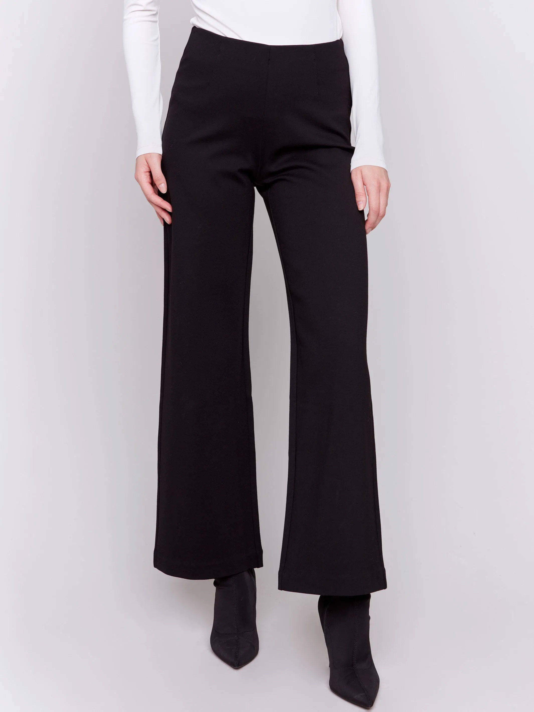 Pull-On Ponte Flare Pants - Black