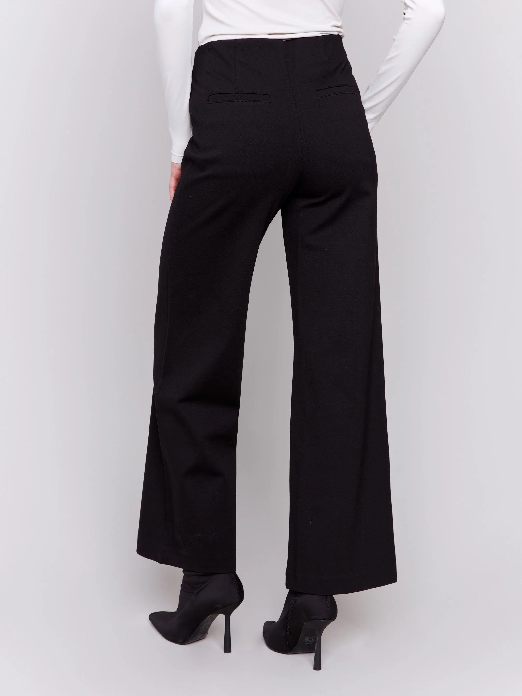 Pull-On Ponte Flare Pants - Black