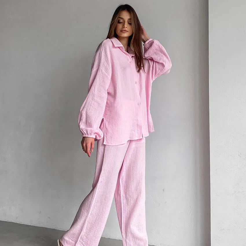 Pure Desire Dopamine Sweet Comfortable Long Sleeve Trousers Pajamas