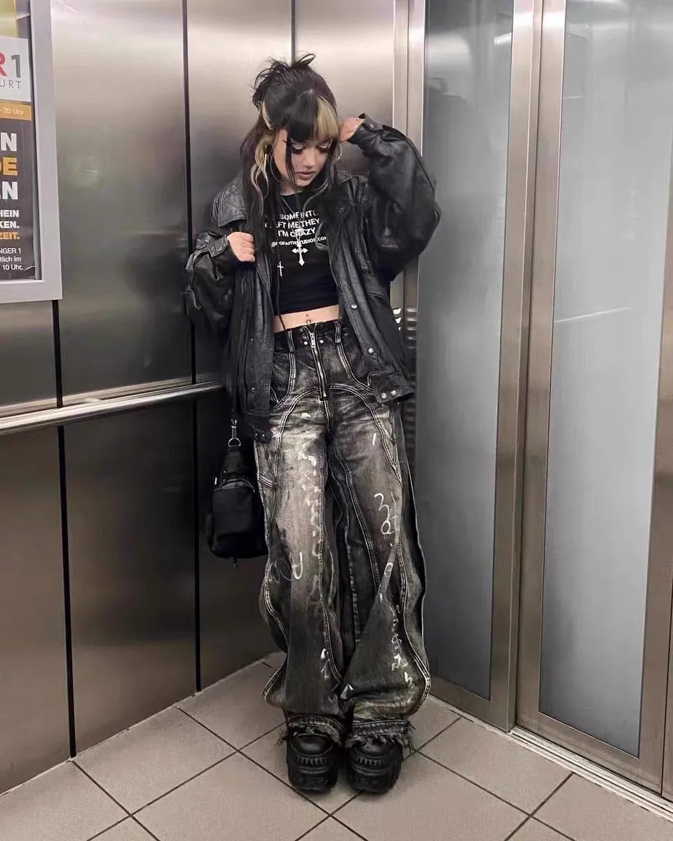 Shadow Graffiti Fade Oversized Pants