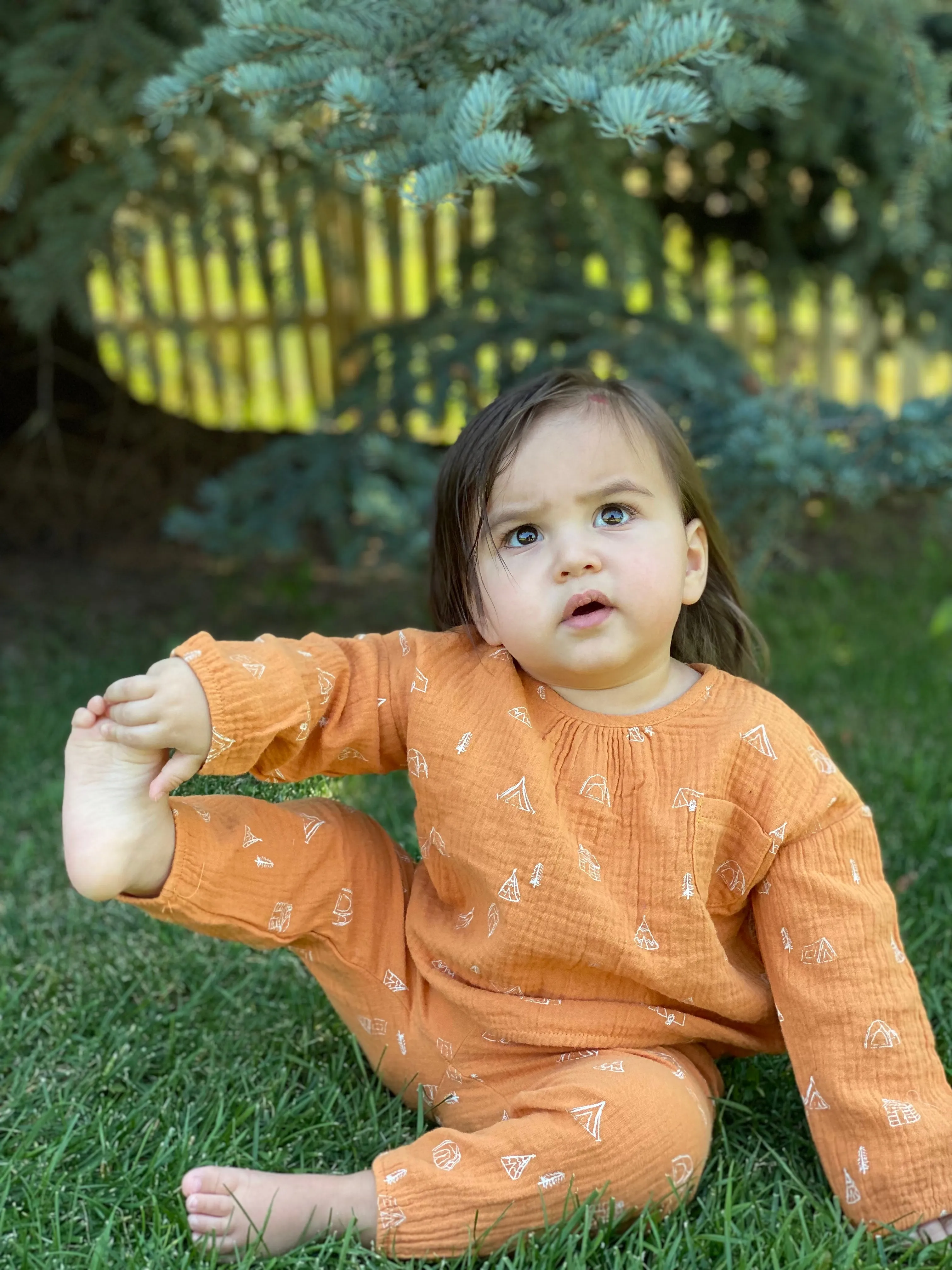 Smithie pants in pumpkin tents print