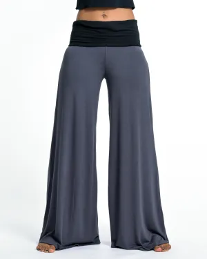 Solid Color Spandex Wide Leg Palazzo Pants in Gray