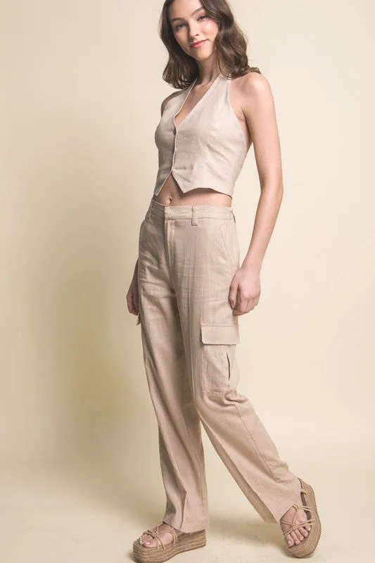 The Tara Linen Pants- Khaki