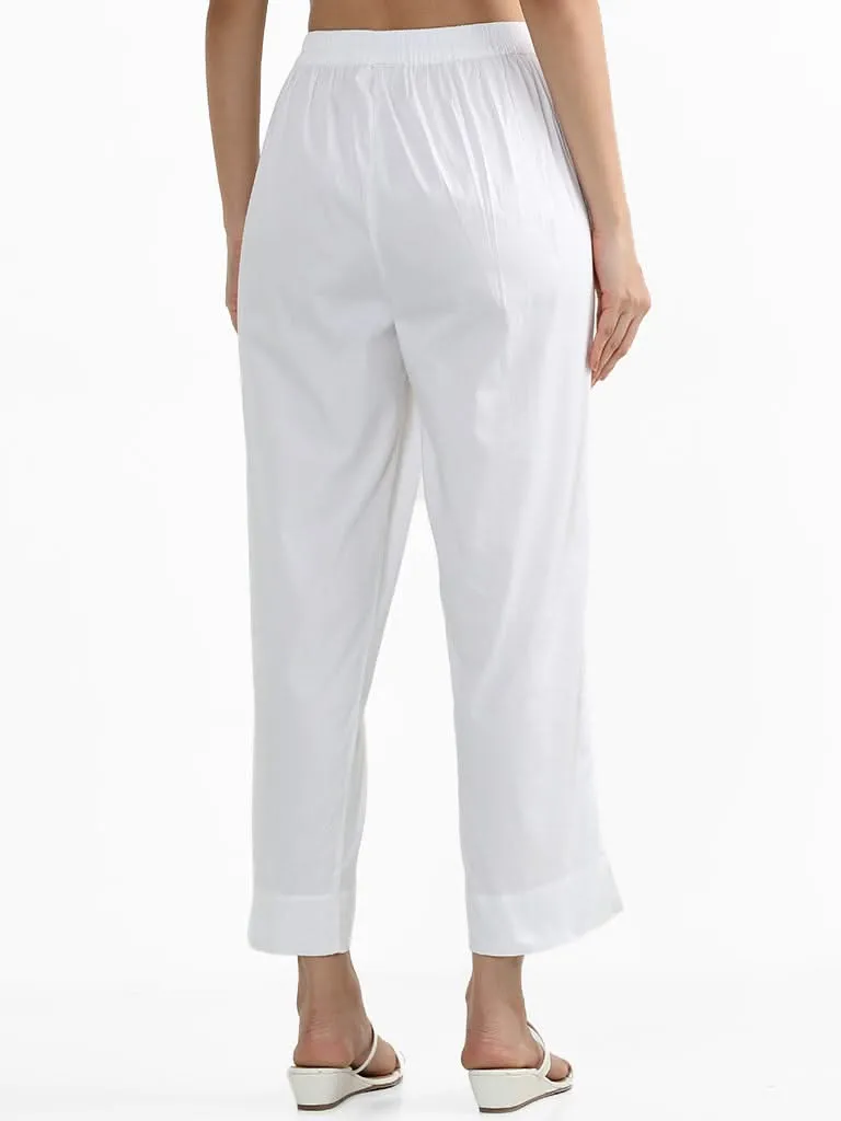 Utsa White Poplin Pants