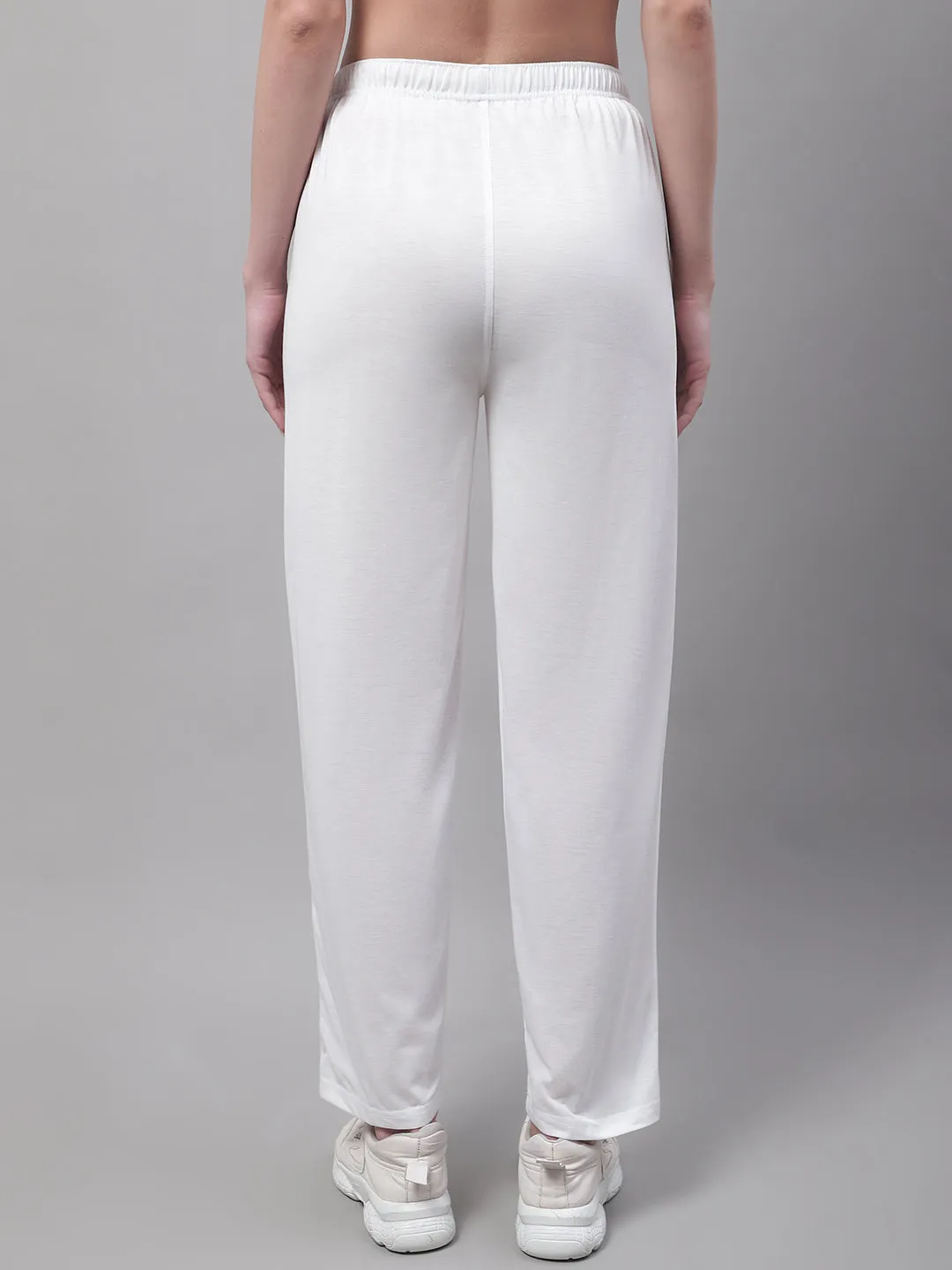 Vimal Jonney White Regular fit Cotton Trackpant for Women(Zip On 1 Side Pocket)